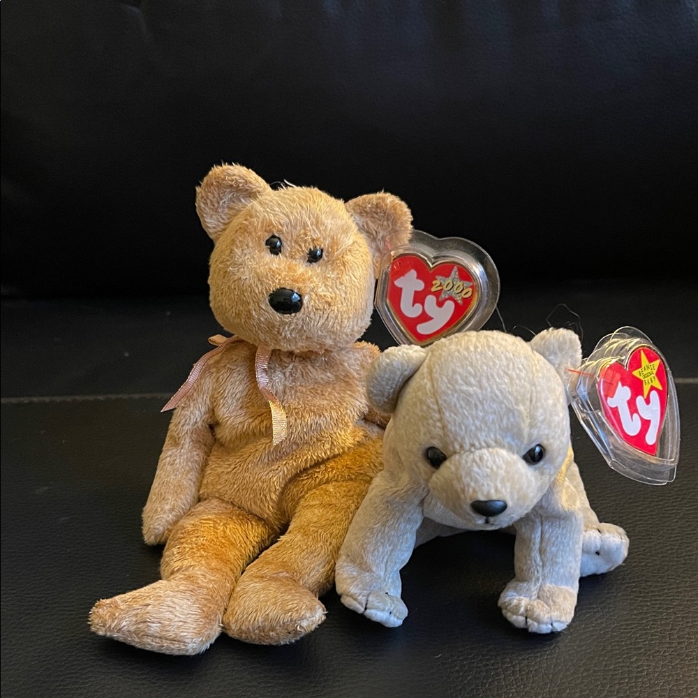 Set of 2 Vintage TY beanie babies Cashew & Almond  Bears